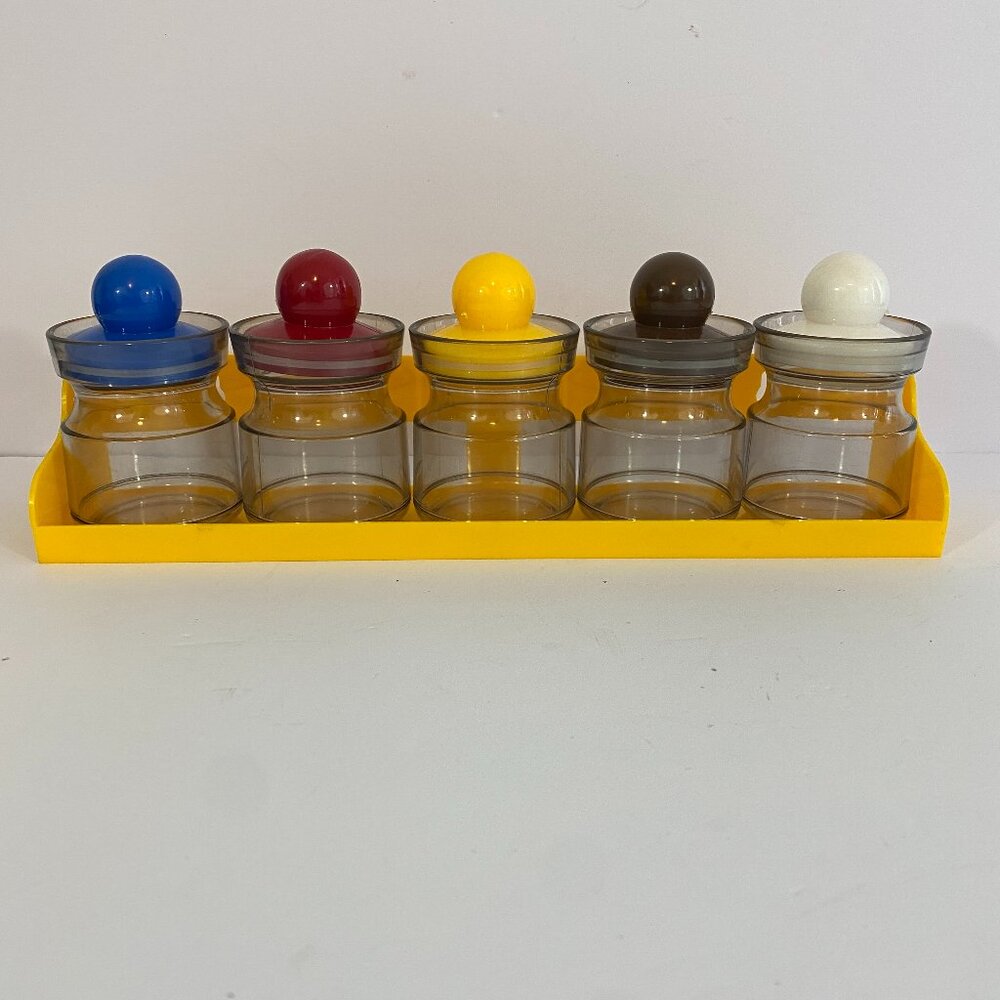 Vintage Plastic Storage Jar Set Spice Jars Canisters